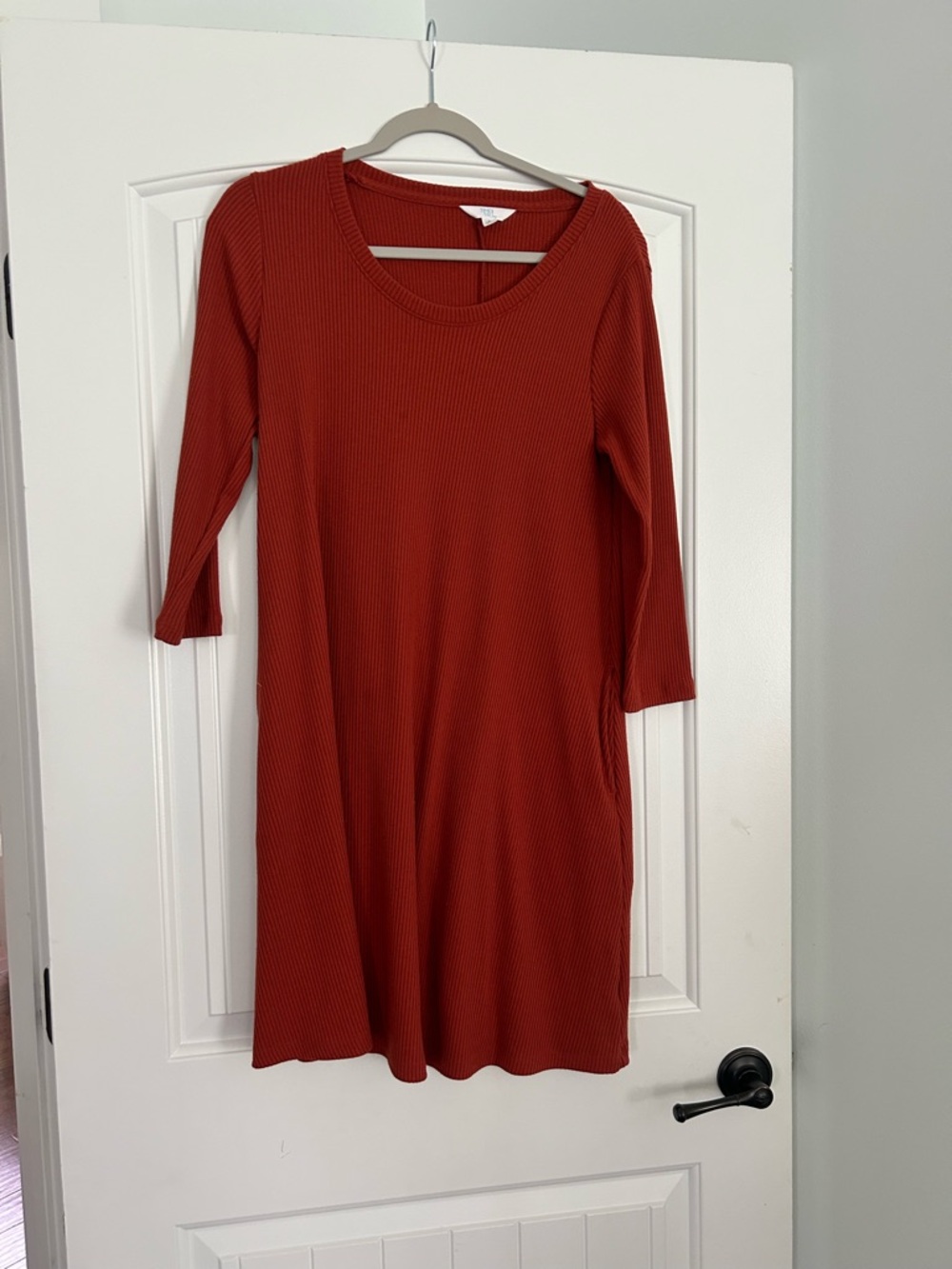 Women's Ribbed Swing Dress in Rust